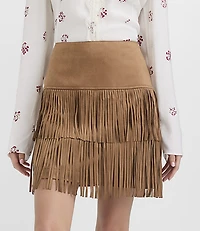 Fringe Faux Suede Mini Skirt