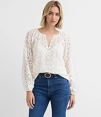 Lace Split Neck Blouse
