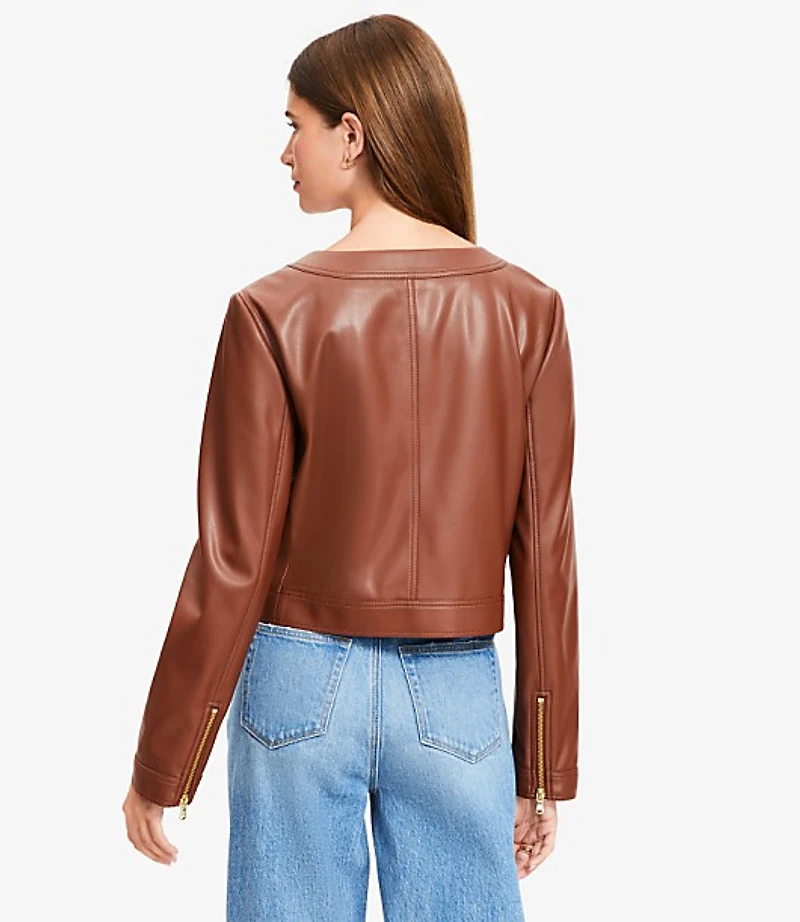 Faux Leather Zip Jacket