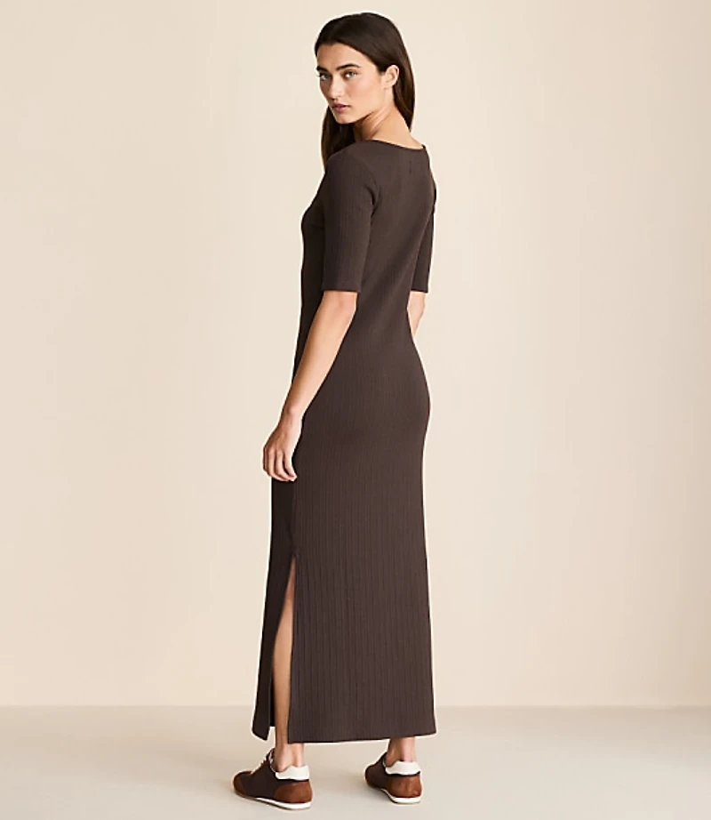Lou & Grey Ribbed Maxi Elbow Sleeve Dress