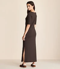 Lou & Grey Ribbed Maxi Elbow Sleeve Dress