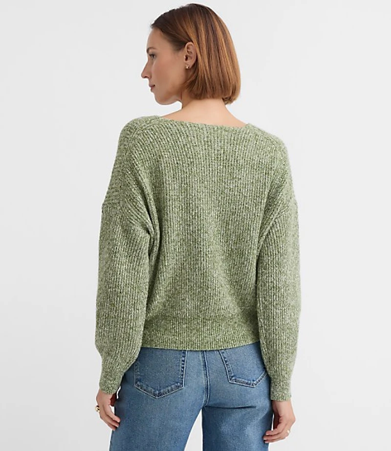 Angled Ribbed V-Neck Sweater
