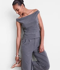 LOFT Versa Seasonless Stretch Off The Shoulder Top Heather