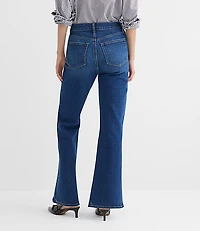 Petite Curvy High Rise Relaxed Flare Jeans Medium Wash