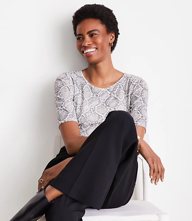 LOFT Versa Snake Print Mesh Elbow Sleeve Tee