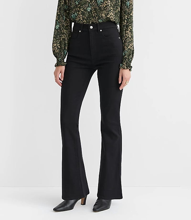 High Rise Slim Flare Jeans Jet Black Wash