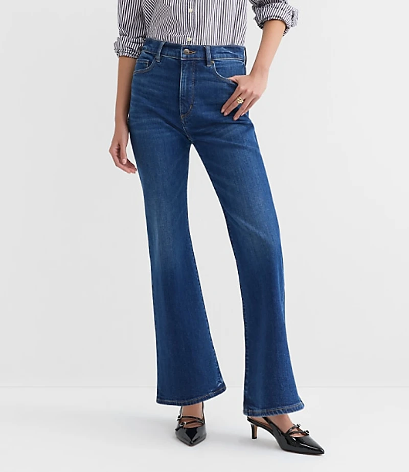 Petite High Rise Relaxed Flare Jeans in Medium Wash
