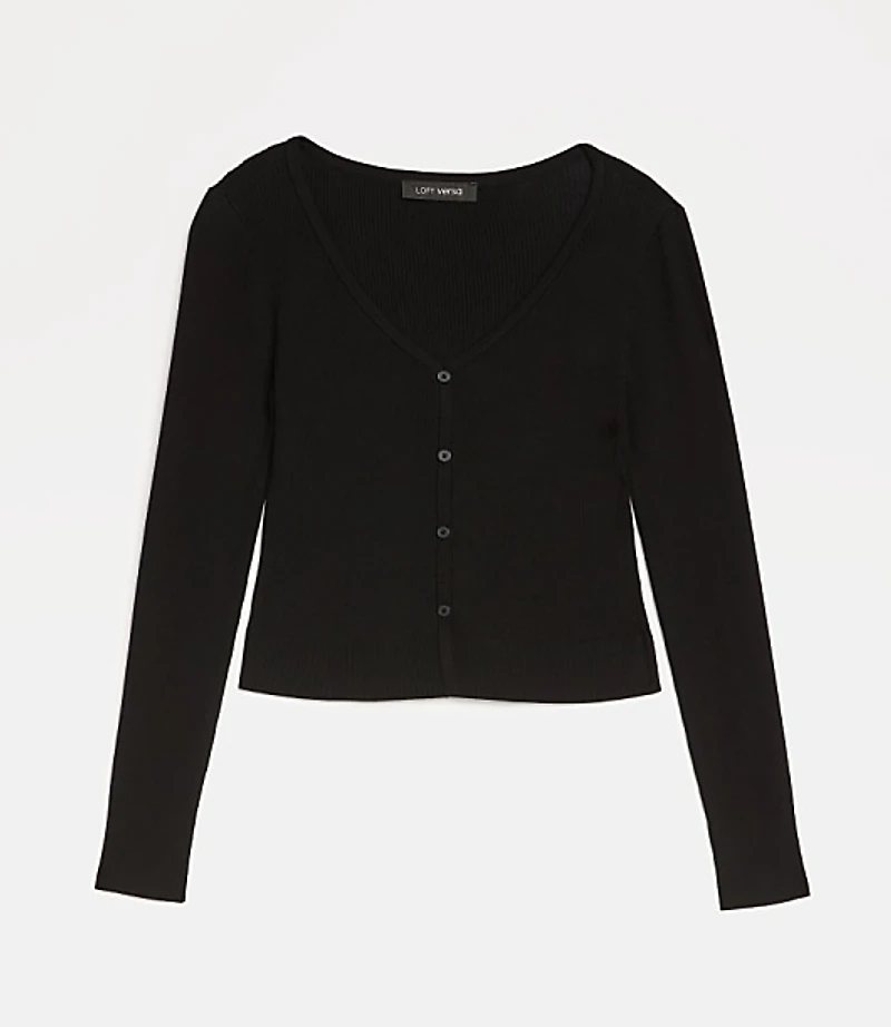 LOFT Versa Ribbed V-Neck Cardigan