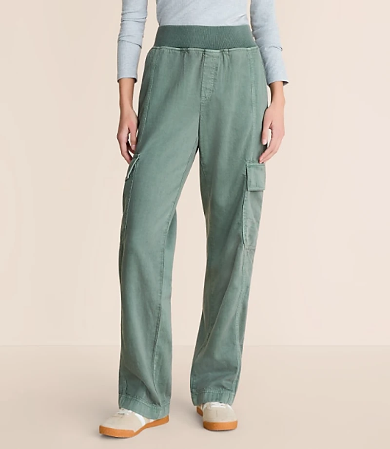 Lou & Grey Washed Twill Straight Leg Cargo Pants