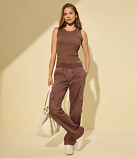 Lou & Grey Washed Twill Straight Leg Cargo Pants