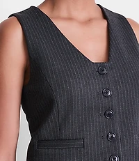 LOFT Versa Ponte Pocket Vest Pinstripe