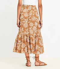 Petite Floral Ruffle Midi Skirt