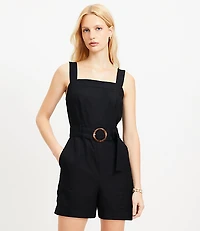 Belted Linen Blend Strappy Romper