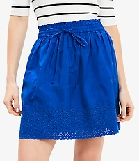 Eyelet Poplin Drawstring Mini Skirt