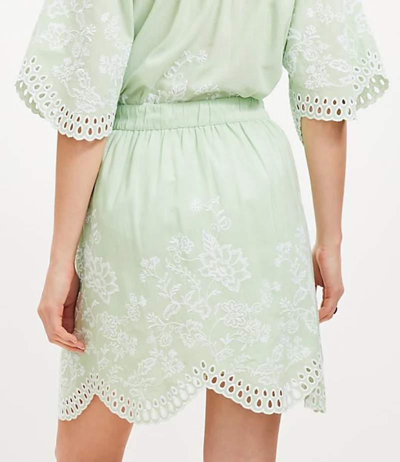 Petite Floral Eyelet Mini Skirt