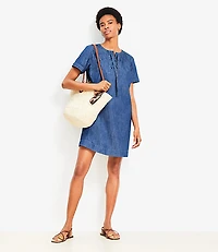 Tall Denim Lace Up Mini Dress