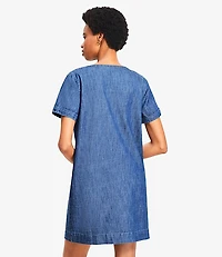 Tall Denim Lace Up Mini Dress