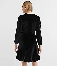 Velvet Godet Mini Dress