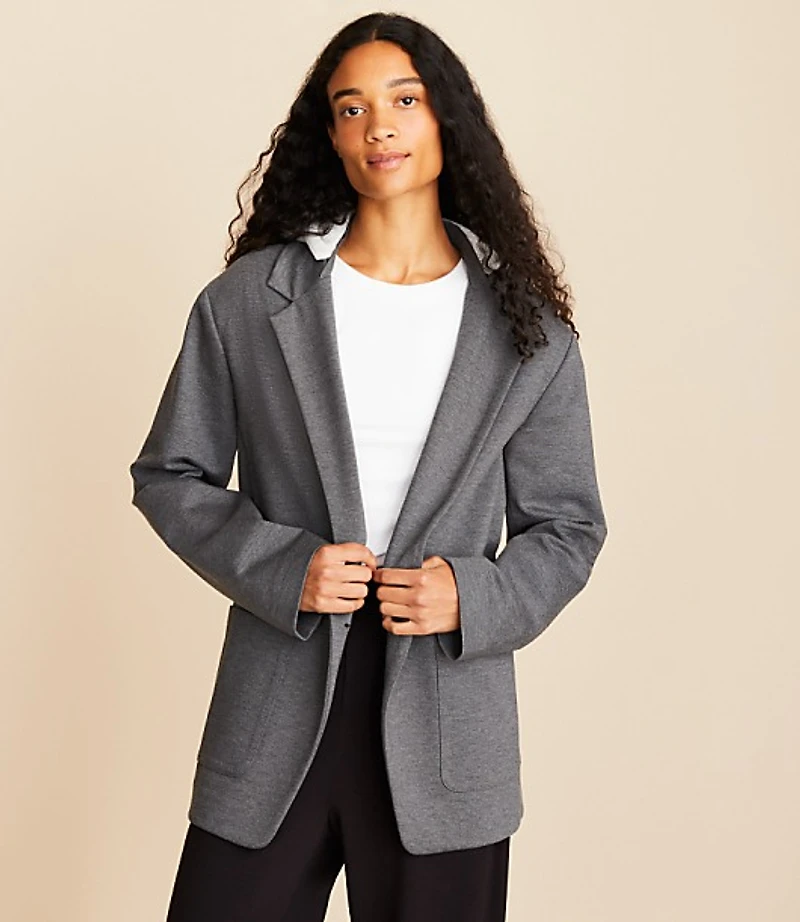 Lou & Grey Sporty Ponte Hooded Blazer