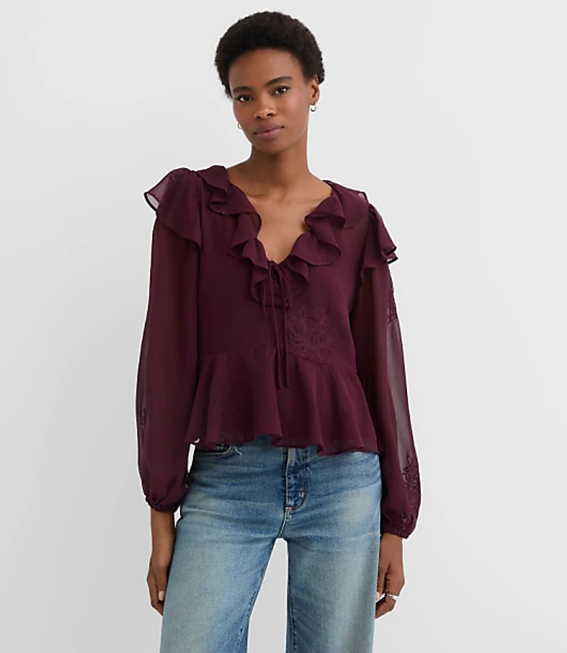 Ruffle Peplum Blouse