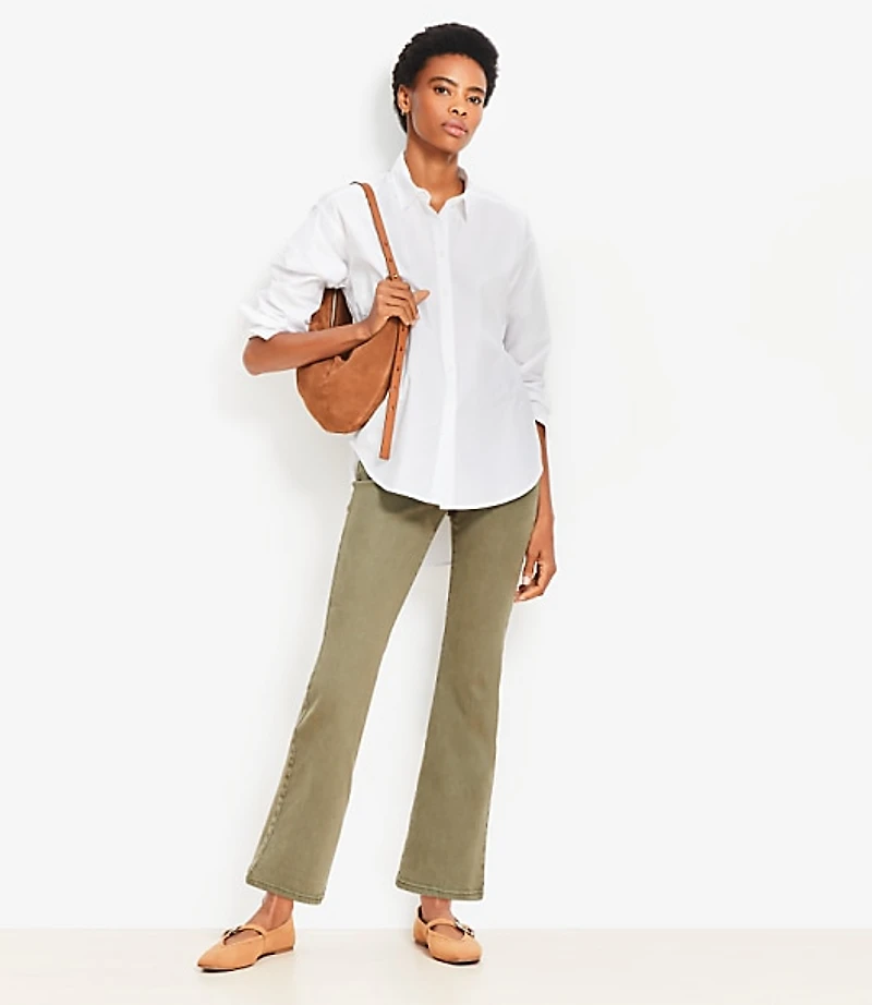 Petite Poplin Cutout Back Tunic Shirt