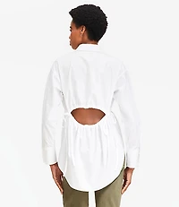 Petite Poplin Cutout Back Tunic Shirt