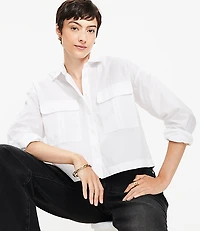 Petite Poplin Wide Sleeve Modern Utility Shirt