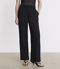 Petite LOFT Versa Crepe Drape Pleated Relaxed Straight Pants