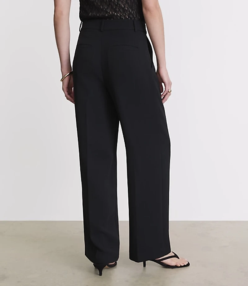 Petite LOFT Versa Crepe Drape Pleated Relaxed Straight Pants