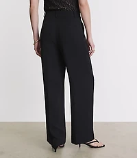 Petite LOFT Versa Crepe Drape Pleated Relaxed Straight Pants