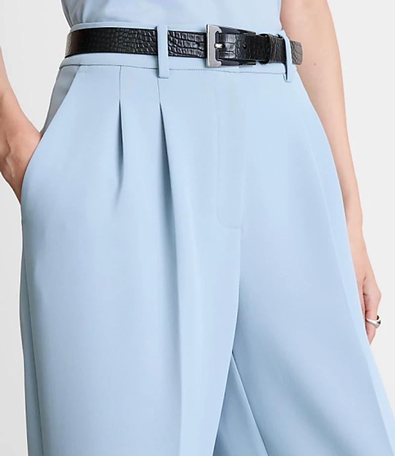 LOFT Versa Crepe Drape Pleated Relaxed Straight Pants