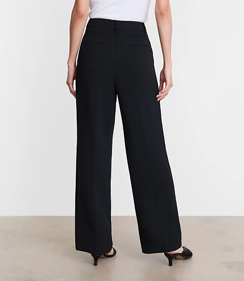 LOFT Versa Crepe Drape Pleated Relaxed Straight Pants