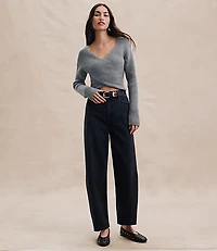 High Rise Barrel Jeans Washed Black