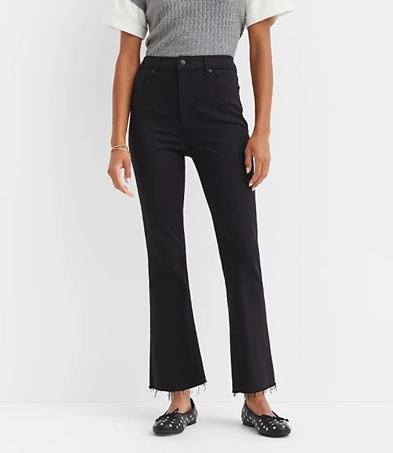 Petite Fresh Cut High Rise Kick Crop Jeans Jet Black Wash