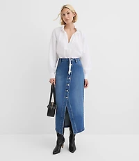 Poplin Ruffle Neck Bow Blouse
