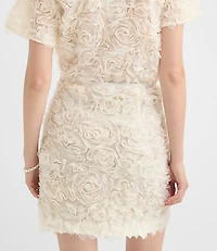 Floral Tulle Mini Skirt