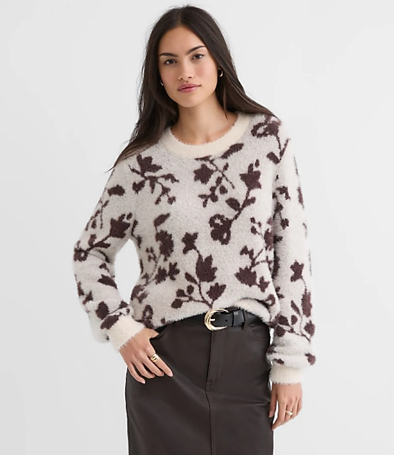 Fuzzy Floral Sweater