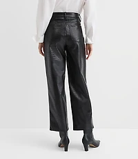 Five Pocket Straight Pants Embossed Faux Leather