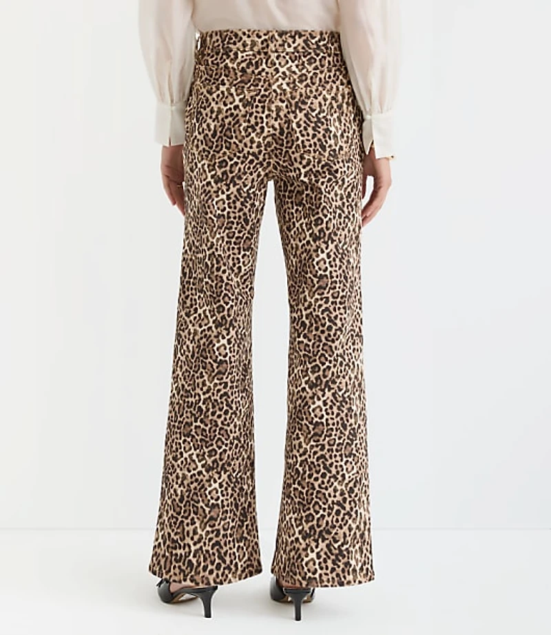 Petite Curvy High Rise Wide Leg Jeans Leopard Print