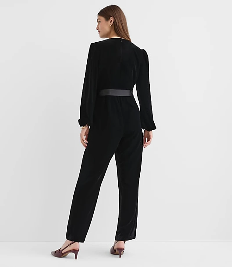 Velvet Wrap Jumpsuit