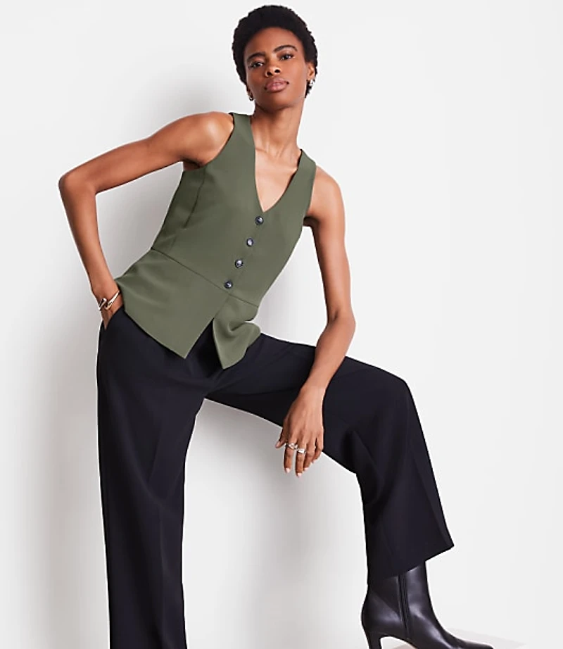 Petite LOFT Versa Crepe Drape Halter Vest