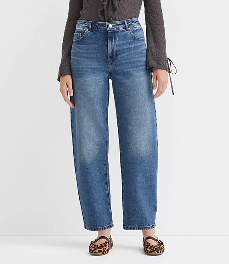 High Rise Barrel Jeans Authentic Vintage Mid Wash