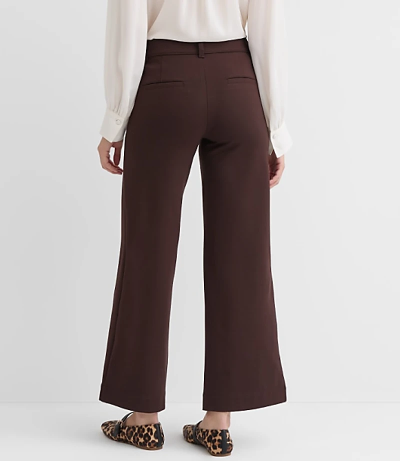 Faux Leather Pocket Palmer Wide Leg Pants Ponte