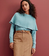 Petite Ribbed Cape Sweater