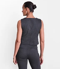 Petite LOFT Versa Ponte Pocket Vest Pinstripe