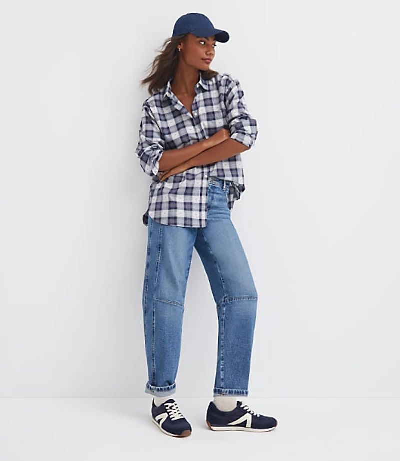 Petite Clip Plaid Everyday Oversized Pocket Shirt