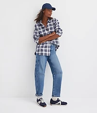 Petite Clip Plaid Everyday Oversized Pocket Shirt