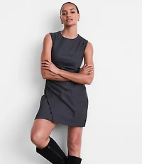 Petite LOFT Versa Ruched Ponte Mini Dress Pinstripe