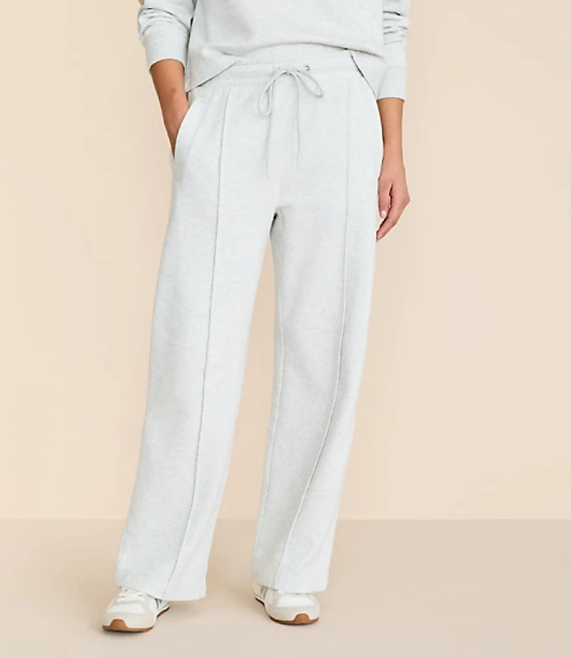 Lou & Grey Heathered Elite Fleece Pintucked Straight Leg Pants