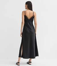 Petite Lace Trim Satin Midi Slip Dress